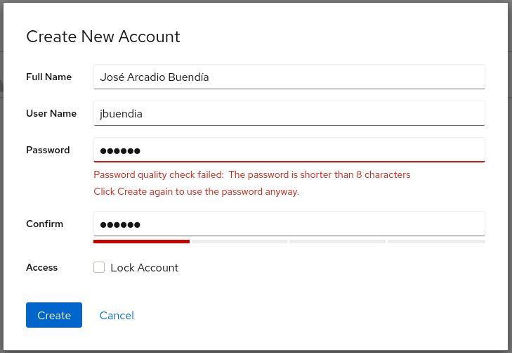 Accounts weak password