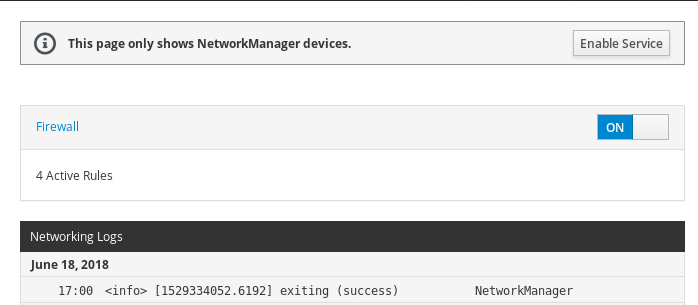 Disabled stopped NetworkManager