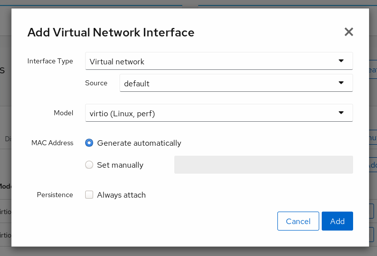 VM Network Interface creation