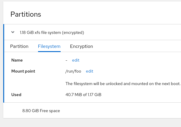 screenshot of encryption is presented as a property of a filesystem