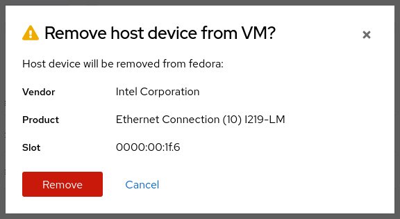 screenshot of removing host devices
