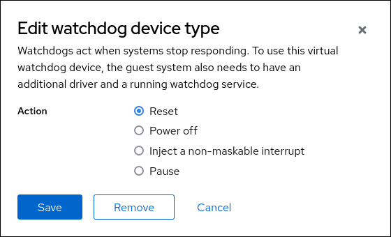 screenshot of virtual watchdog device support