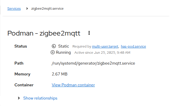 screenshot of show link to podman page for quadlets
