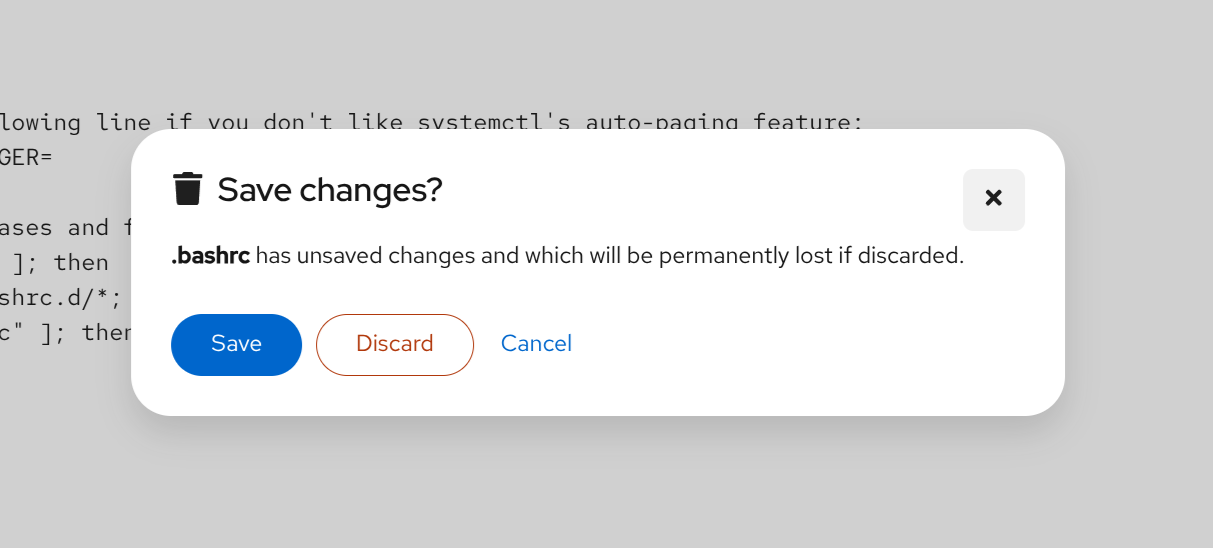 screenshot of add confirmation prompt for discarding changes