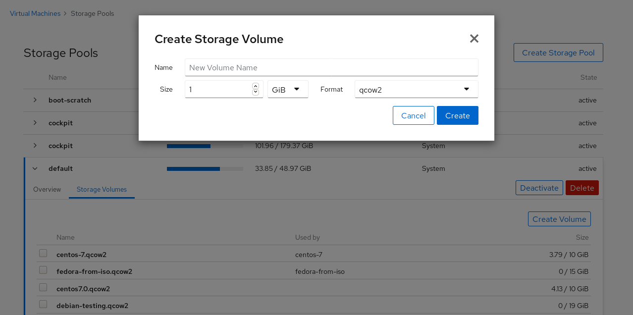 VM Storage Volume creation