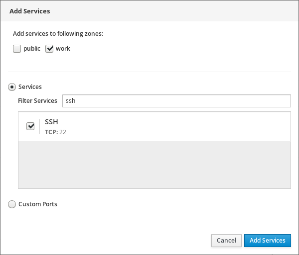 Adding services to zones