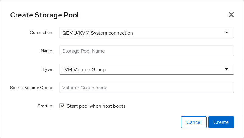 Machines LVM storage pools