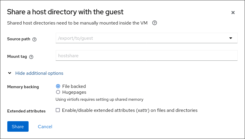 machines new shared directory dialog