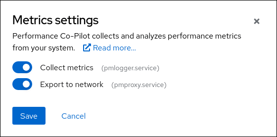 Metrics settings with enabled pmproxy