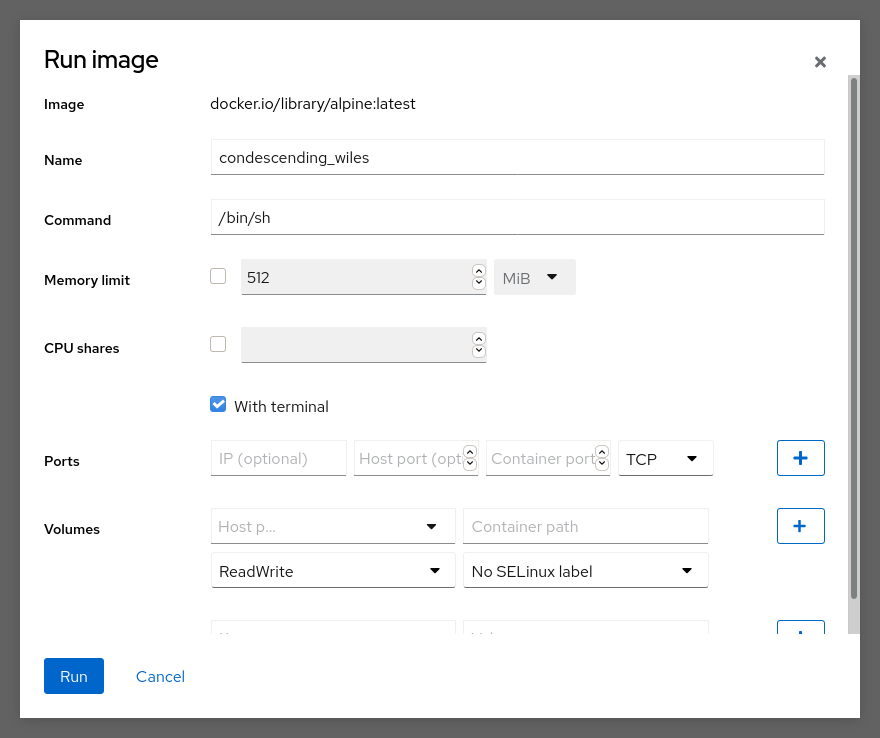 screenshot of port IP configuration