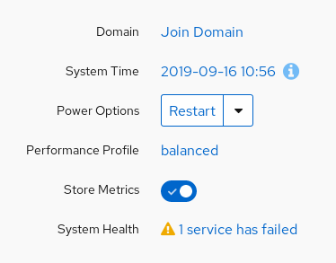 Failed services on System page