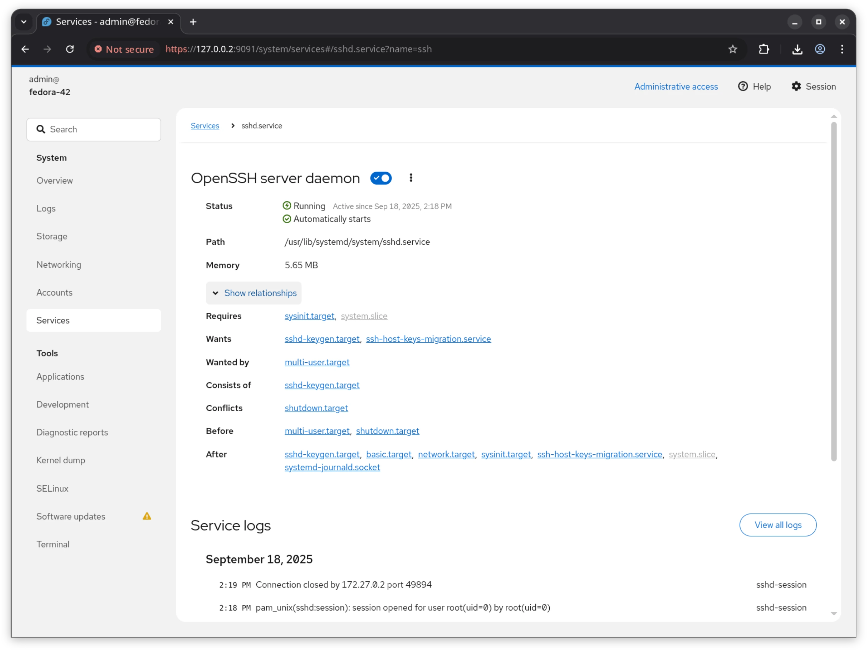 Manage an individual system service Manage an individual system service